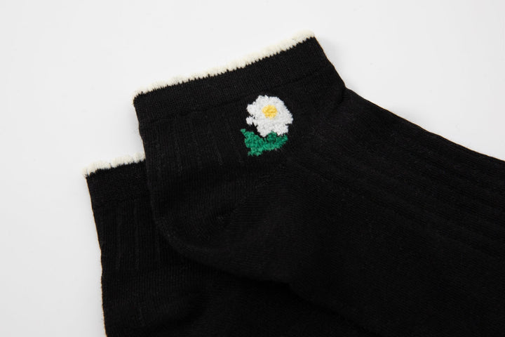 Women Low Cut Socks - Spring Summer Women dark Color with tiny floral design socks - Mesa Socks