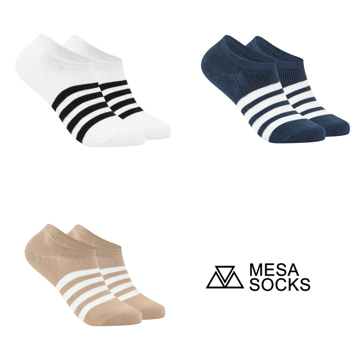 Men's Solid Color No Show Stripped Boat Socks