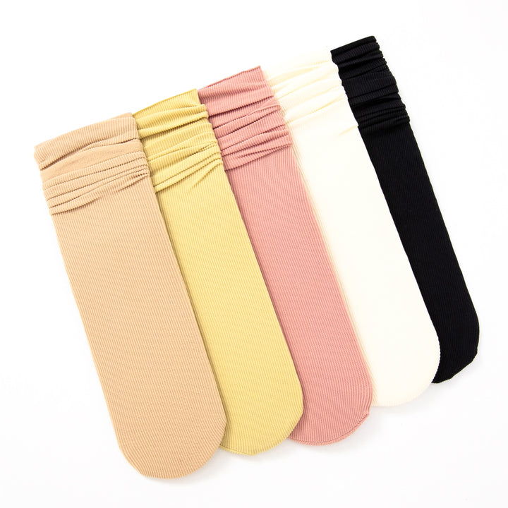 Thin Solid color Japanese fashion Socks - Sold in 5 pairs package