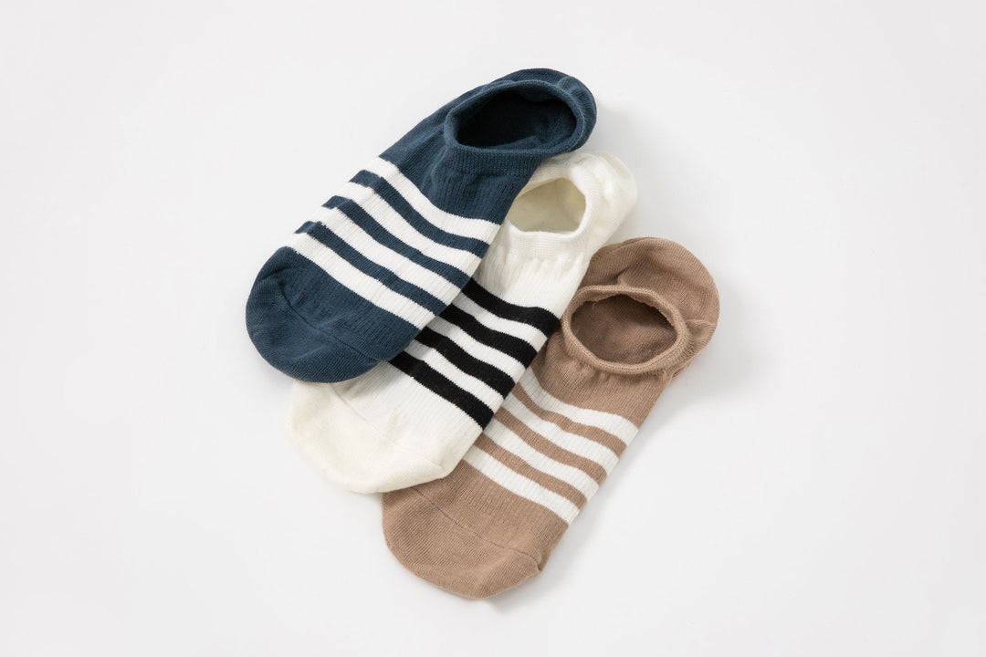 Men's Solid Color No Show Stripped Boat Socks - Mesa Socks