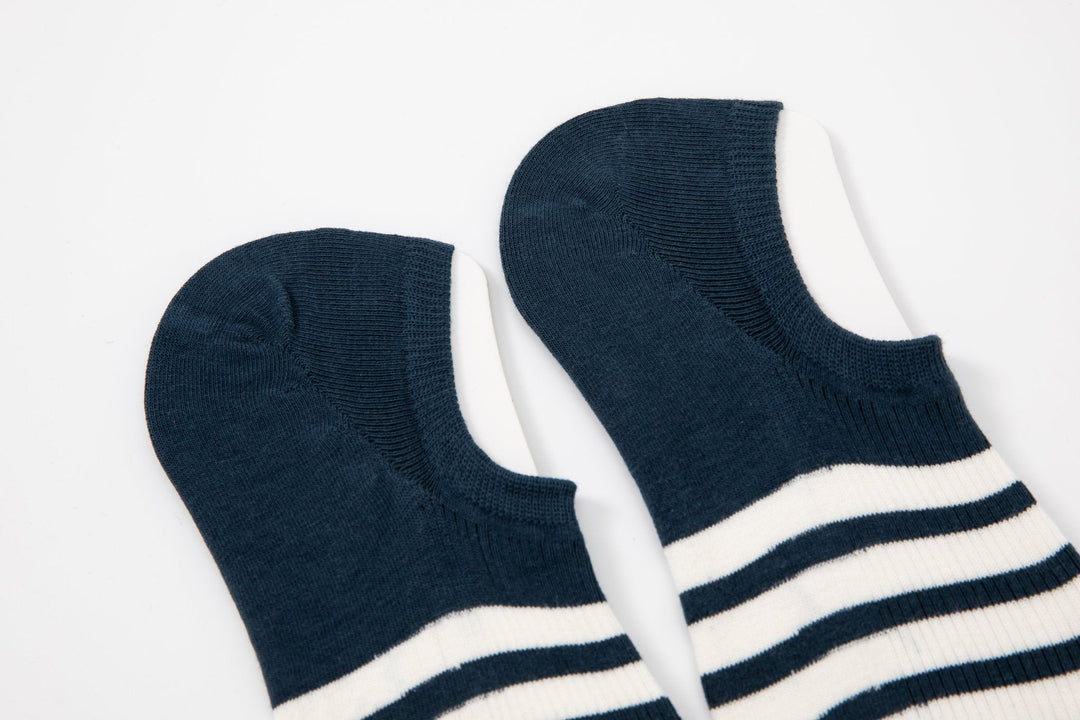 Men's Solid Color No Show Stripped Boat Socks - Mesa Socks