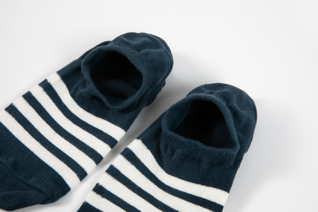 Men's Solid Color No Show Stripped Boat Socks - Mesa Socks