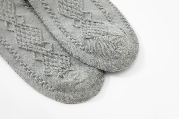 Solid Color Embossed Patterned Women's Cotton Crew Socks - Mesa Socks