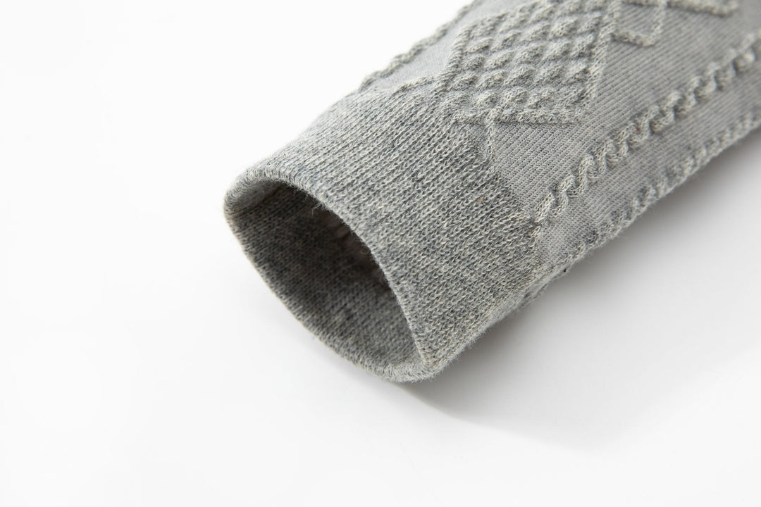 Solid Color Embossed Patterned Women's Cotton Crew Socks - Mesa Socks