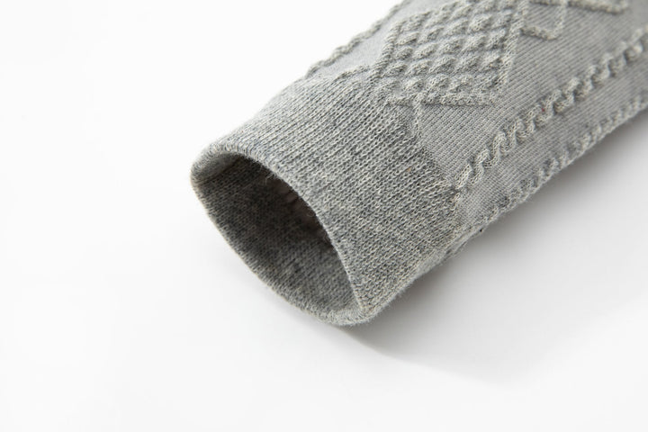Solid Color Embossed Patterned Women's Cotton Crew Socks - Mesa Socks