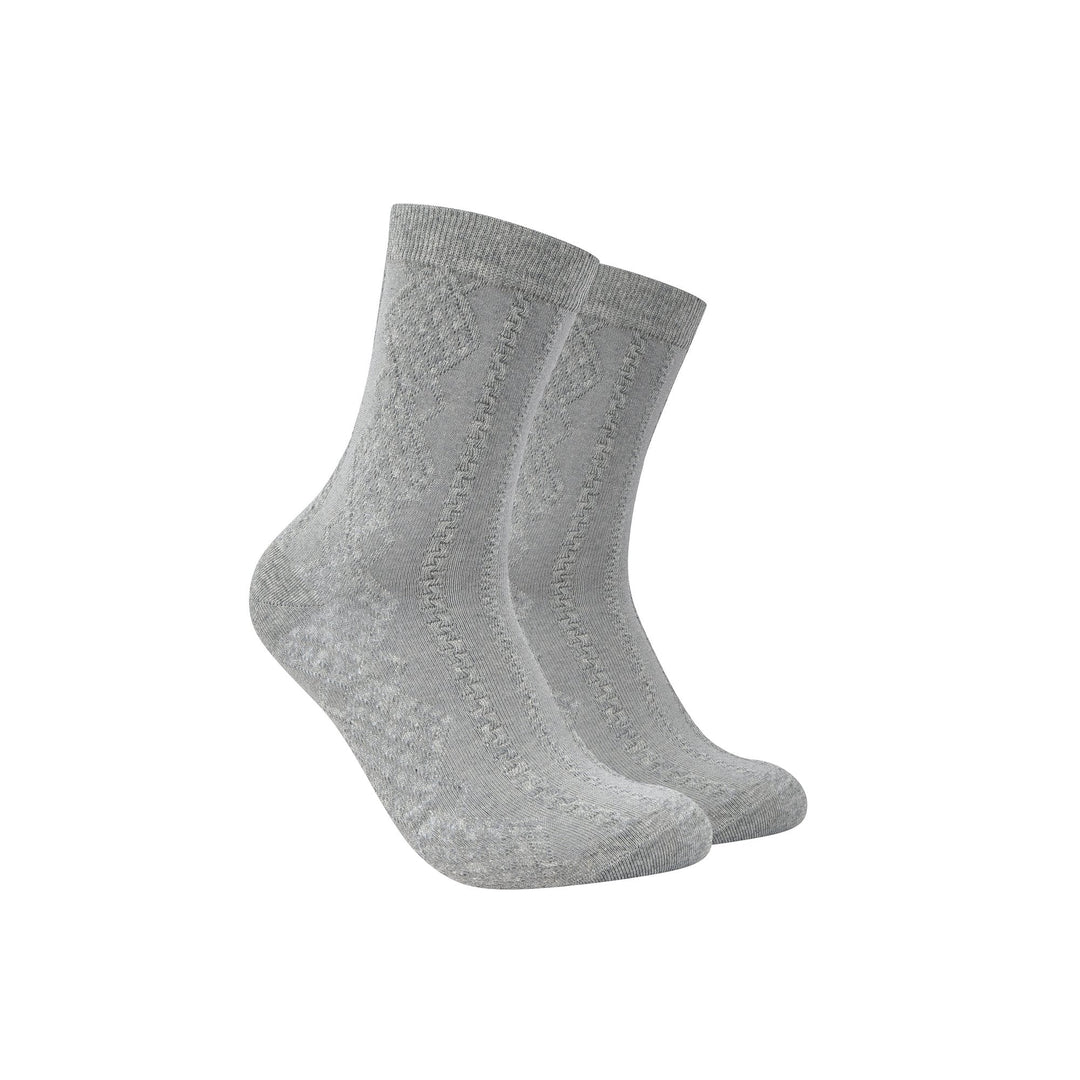 Solid Color Embossed Patterned Women's Cotton Crew Socks - Mesa Socks