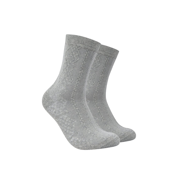 Solid Color Embossed Patterned Women's Cotton Crew Socks - Mesa Socks
