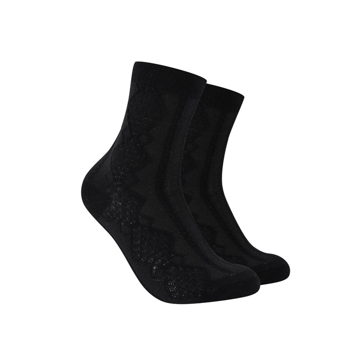 Solid Color Embossed Patterned Women's Cotton Crew Socks - Mesa Socks