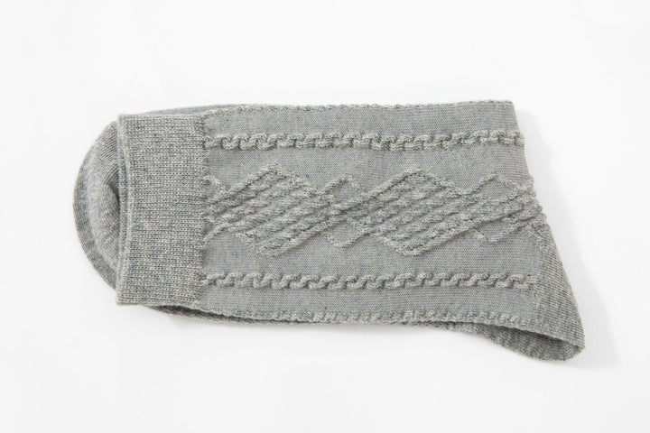 Solid Color Embossed Patterned Women's Cotton Crew Socks - Mesa Socks