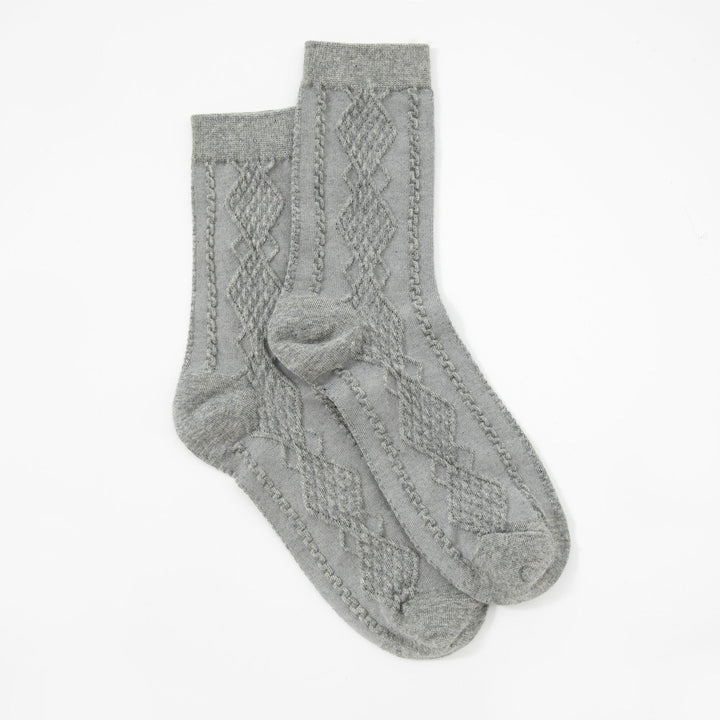 Solid Color Embossed Patterned Women's Cotton Crew Socks - Mesa Socks