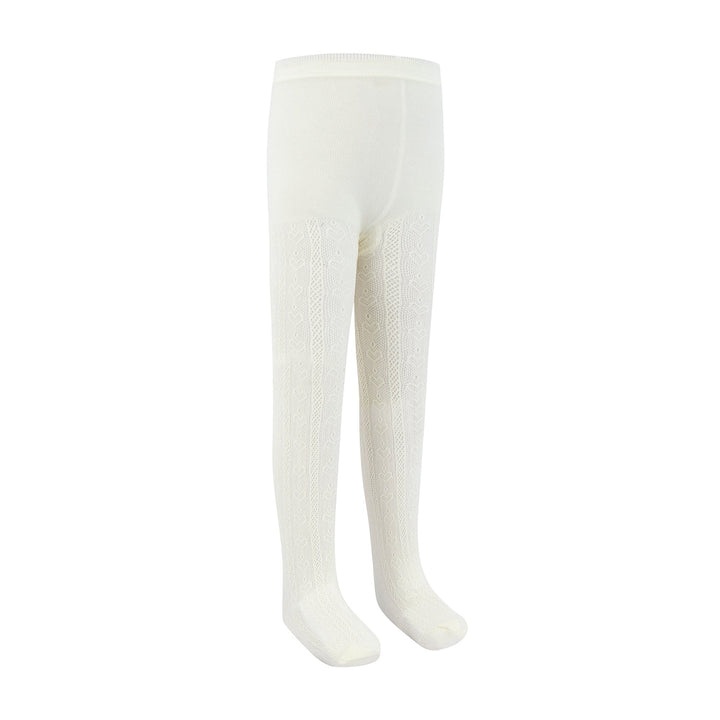 Summer Heart Pattern Girl's Mesh White Tights - Mesa Socks