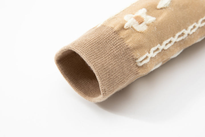 Women Crew Socks - women's solid color with embossed floral cotton socks - Street Fashion socks - Mesa Socks