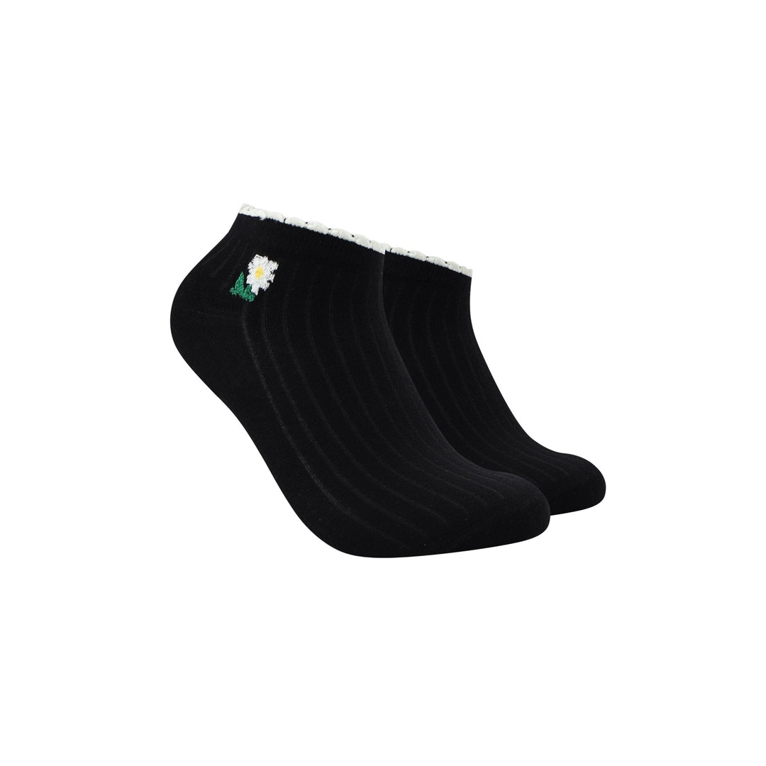 Women Low Cut Socks - Spring Summer Women dark Color with tiny floral design socks - Mesa Socks