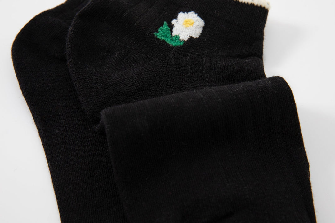 Women Low Cut Socks - Spring Summer Women dark Color with tiny floral design socks - Mesa Socks