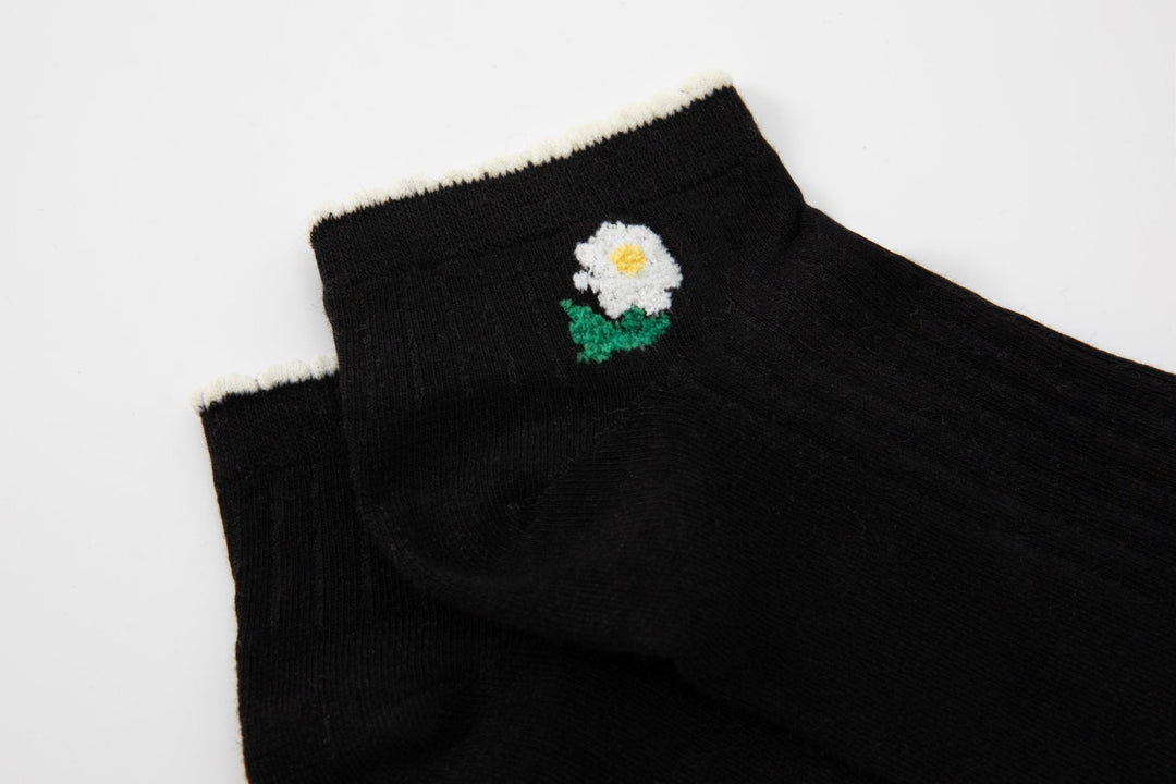 Women Low Cut Socks - Spring Summer Women dark Color with tiny floral design socks - Mesa Socks