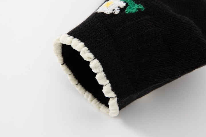 Women Low Cut Socks - Spring Summer Women dark Color with tiny floral design socks - Mesa Socks
