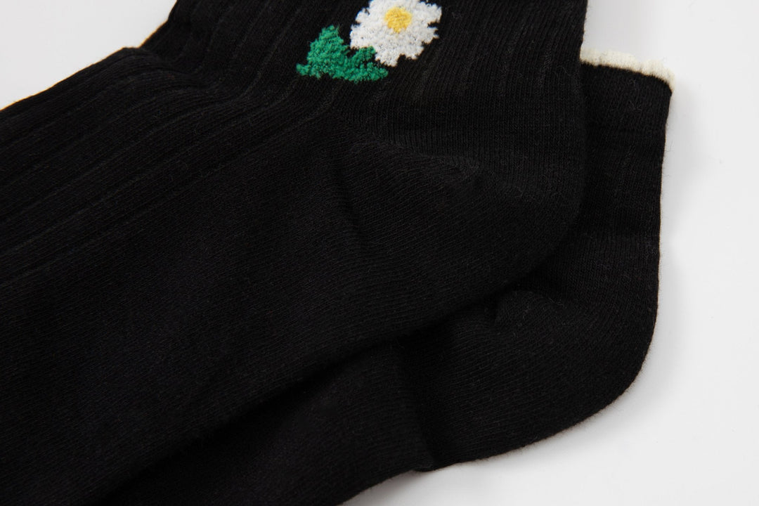 Women Low Cut Socks - Spring Summer Women dark Color with tiny floral design socks - Mesa Socks