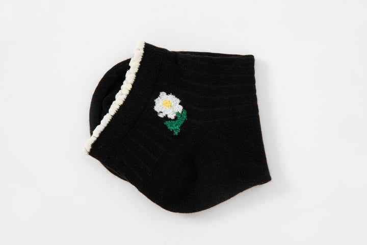 Women Low Cut Socks - Spring Summer Women dark Color with tiny floral design socks - Mesa Socks