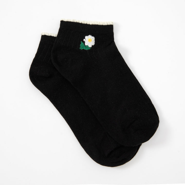 Women Low Cut Socks - Spring Summer Women dark Color with tiny floral design socks - Mesa Socks