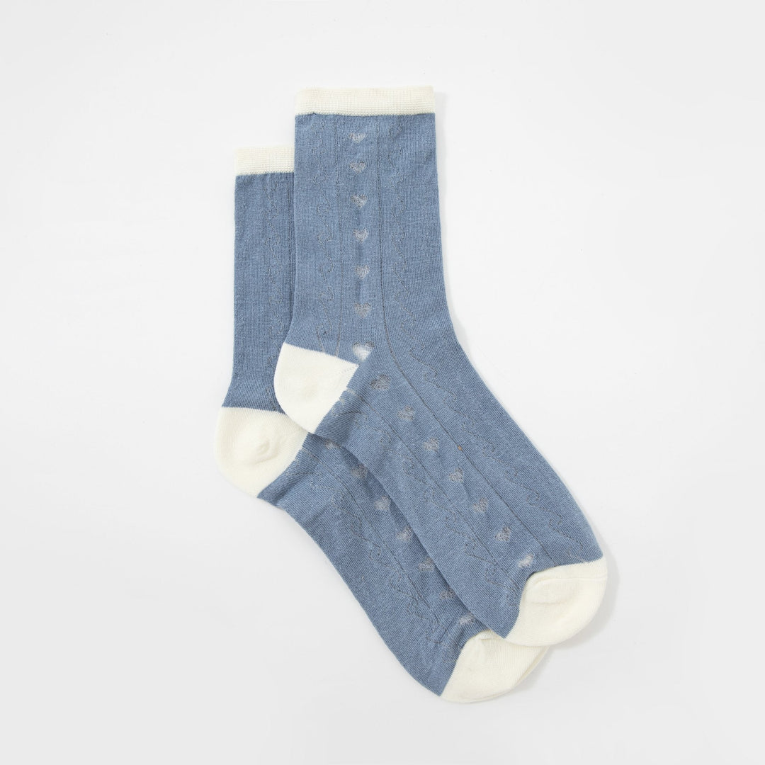 Women quarter Socks - Women's Blue Japanese cute pattern collection socks - Young Feminine socks - Mesa Socks