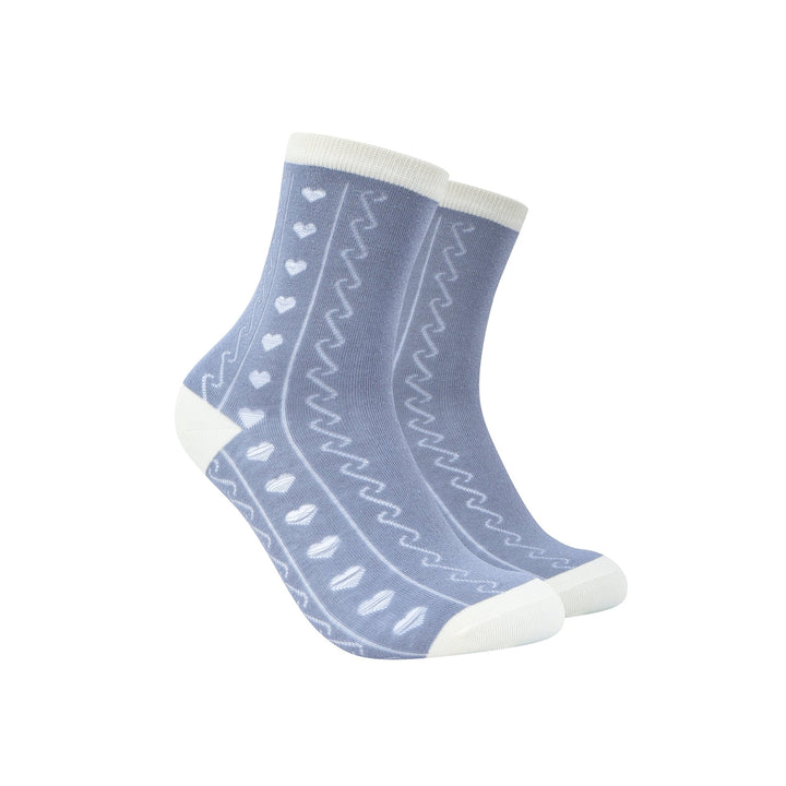 Women quarter Socks - Women's Blue Japanese cute pattern collection socks - Young Feminine socks - Mesa Socks