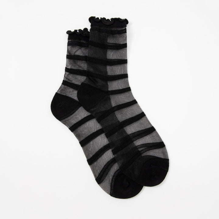 Women Quarter Socks - Women's Japanese Thin Lace Stripe and Heart collection socks - Young Feminine socks - Mesa Socks