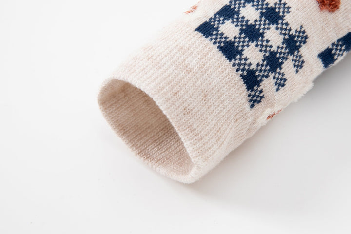 Women's crew socks - Blue and white color with cute rabbit socks - Mesa Socks