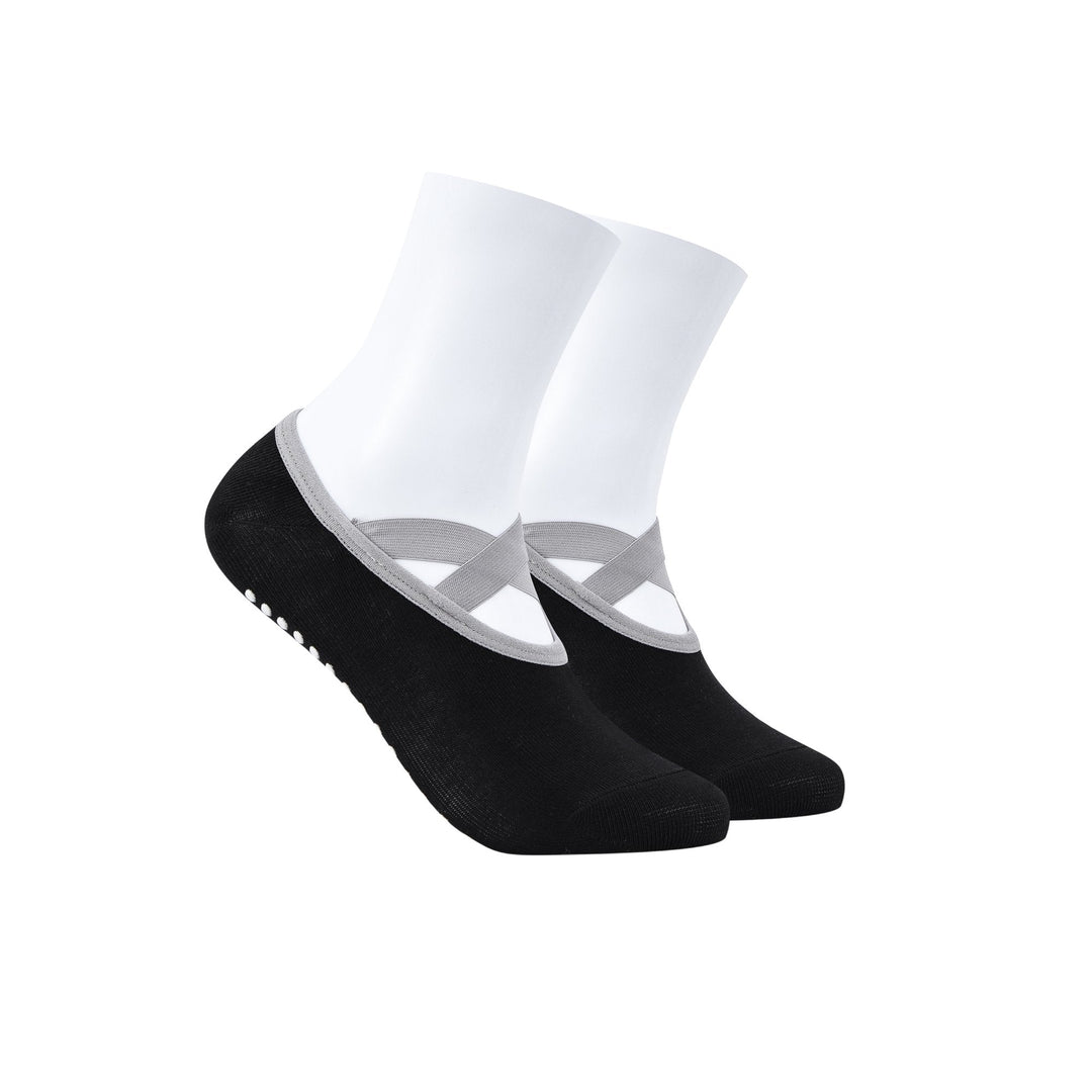 Women's No Show Yoga Socks - Cross Strap Backless Yoga Dance Women's Non-Slip Black Socks - Gym Sports Socks - Mesa Socks